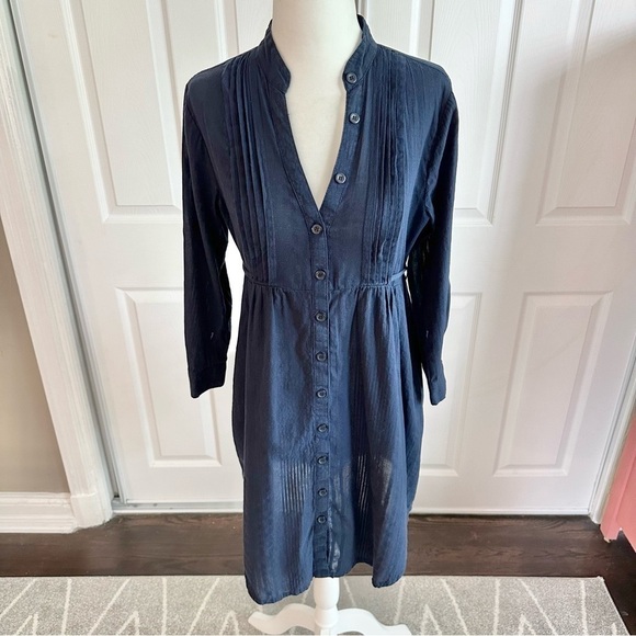 Mossimo Supply Navy Blue Button Down Cotton Tunic Top or Mini Dress - Picture 2 of 8